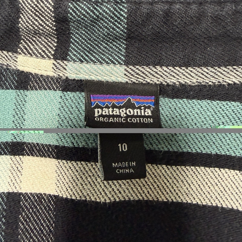Patagonia Women Long‎ Sleeve Blue Plaid Button Front Shacket - Picture 7 of 9